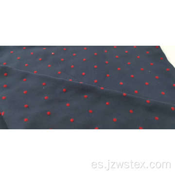 100% poliéster musgo crepe con flocado rojo